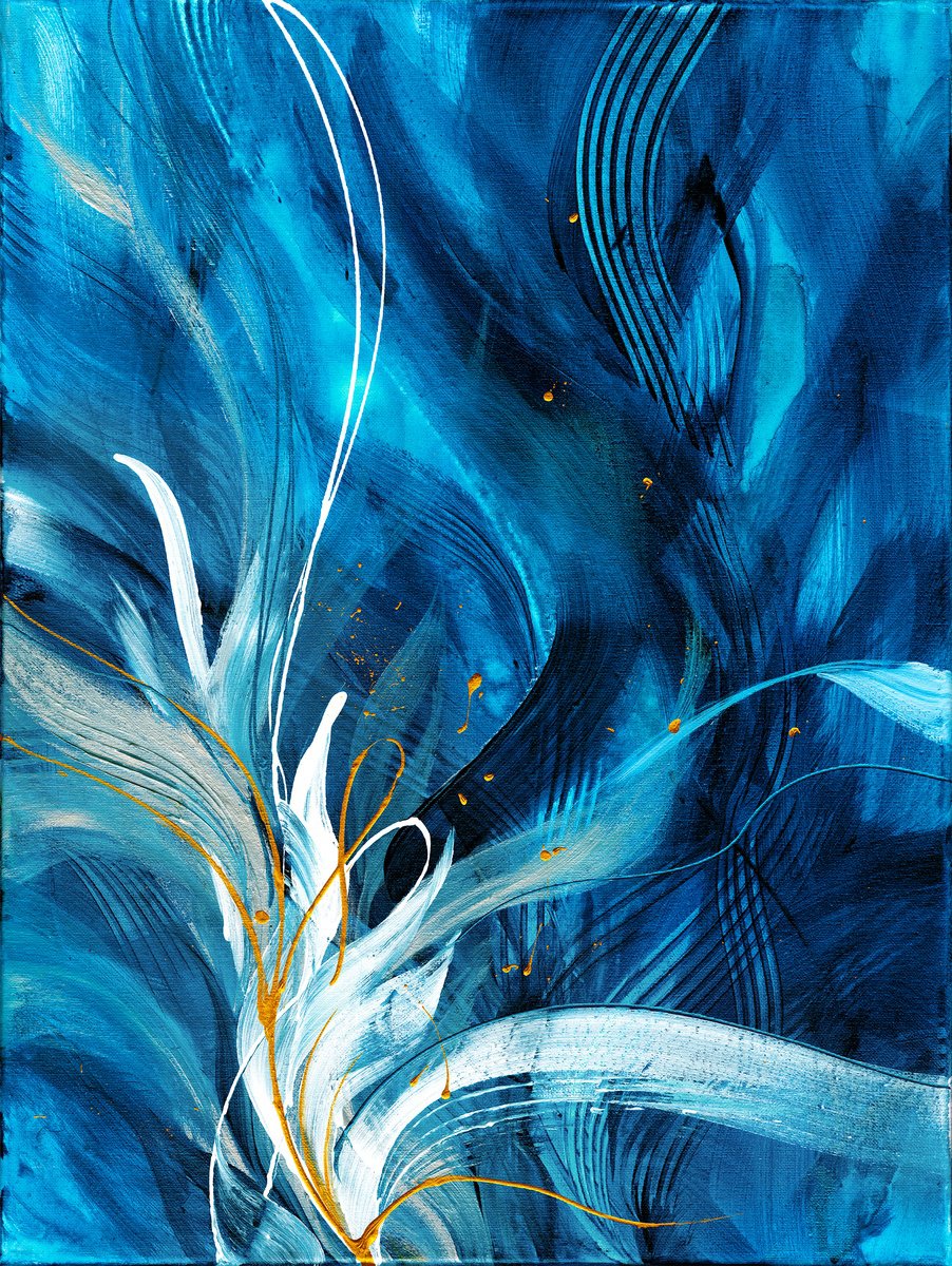 Abstract Botanical Acrylic Painting By Kathy Morton Stanion, 18 X 24", Opulence 2, Original Artwork