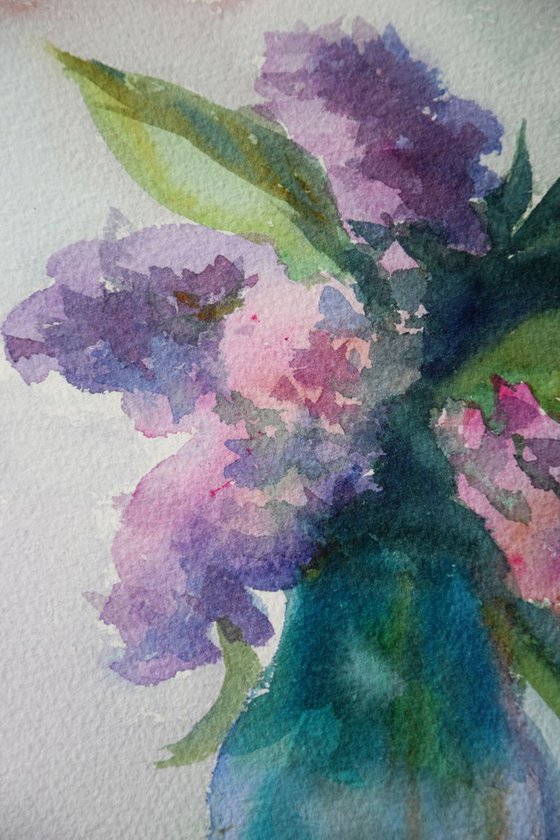 Flowers lilac Watercolor painting