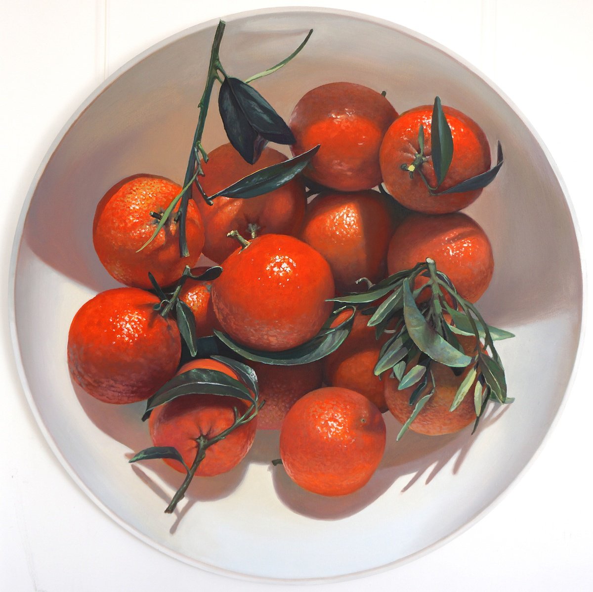 Photorealistic Still Life Oil Painting By Sergej Sologub, 31 X 31", Tangerines, Original Artwork