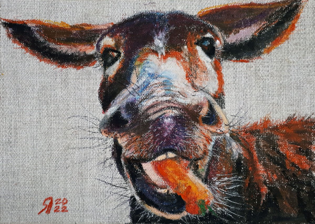 Carrot Lover... Donkey /  ORIGINAL PAINTING by Salana Art Gallery