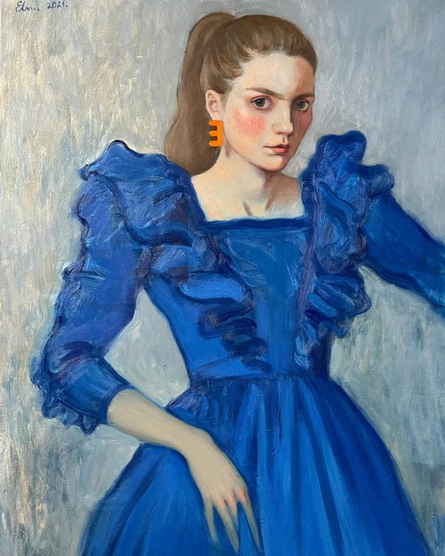 Self-portrait with earring by Elina Arbidane