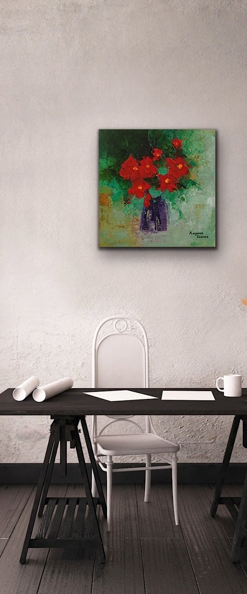 Red Autumn Flowers by Kalpana Soanes