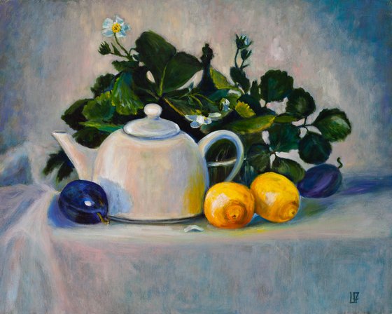 Still Life With Strawberry Flowers