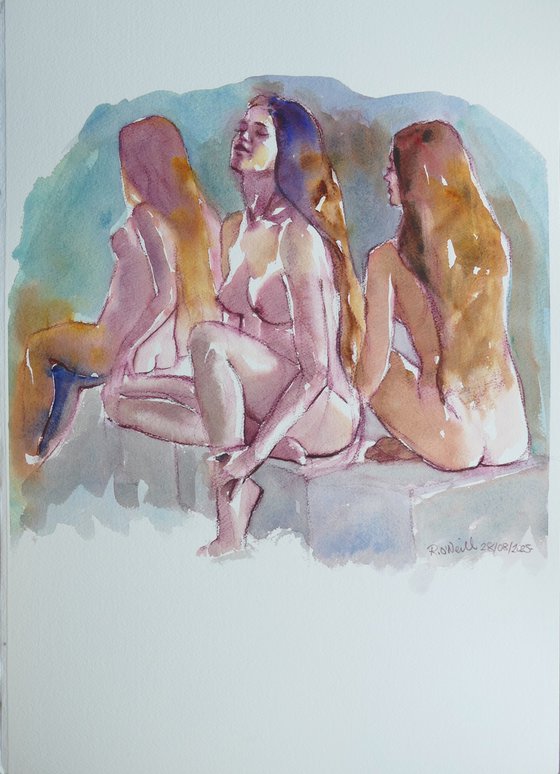 seated nude 3 poses