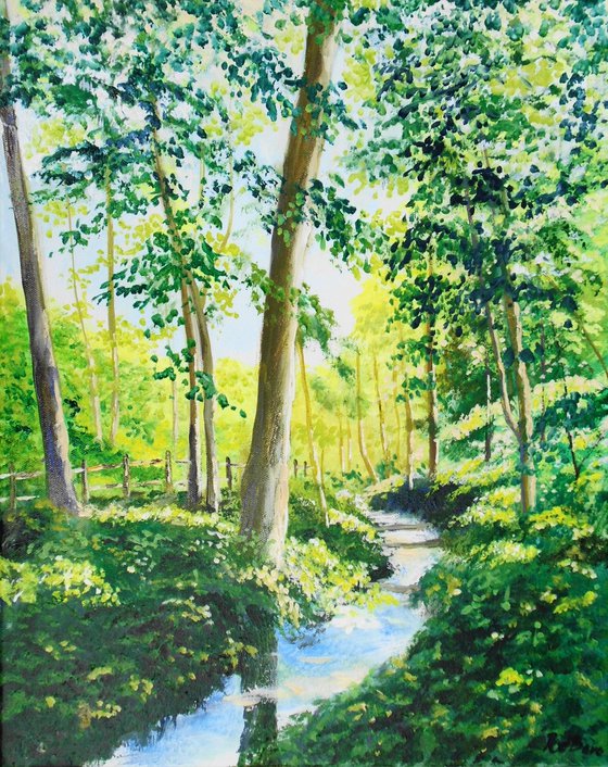 Sunlight Across the Stream Enbrook Park
