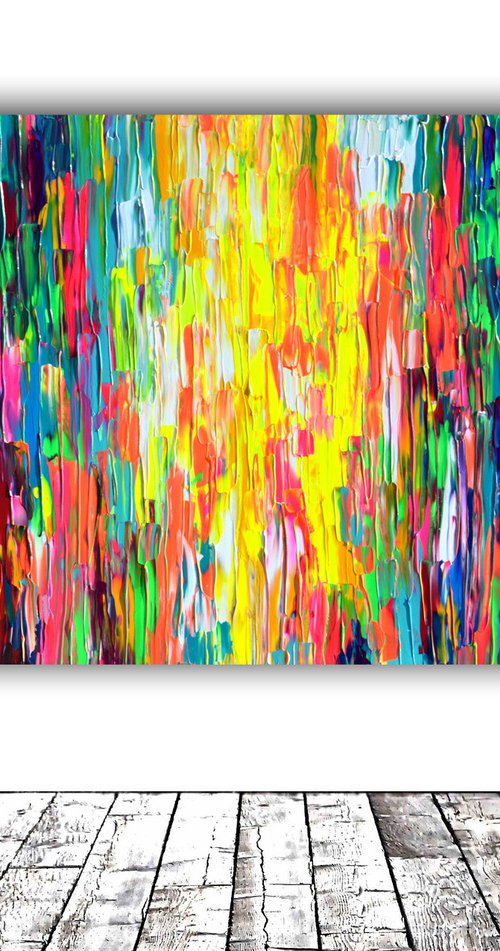55x31.5'' Large Ready to Hang Abstract Painting - XXXL Huge Colourful Modern Abstract Big Painting, Large Colorful Painting - Ready to Hang, Hotel and Restaurant Wall Decoration, Happy Gypsy Dance by Soos Tiberiu