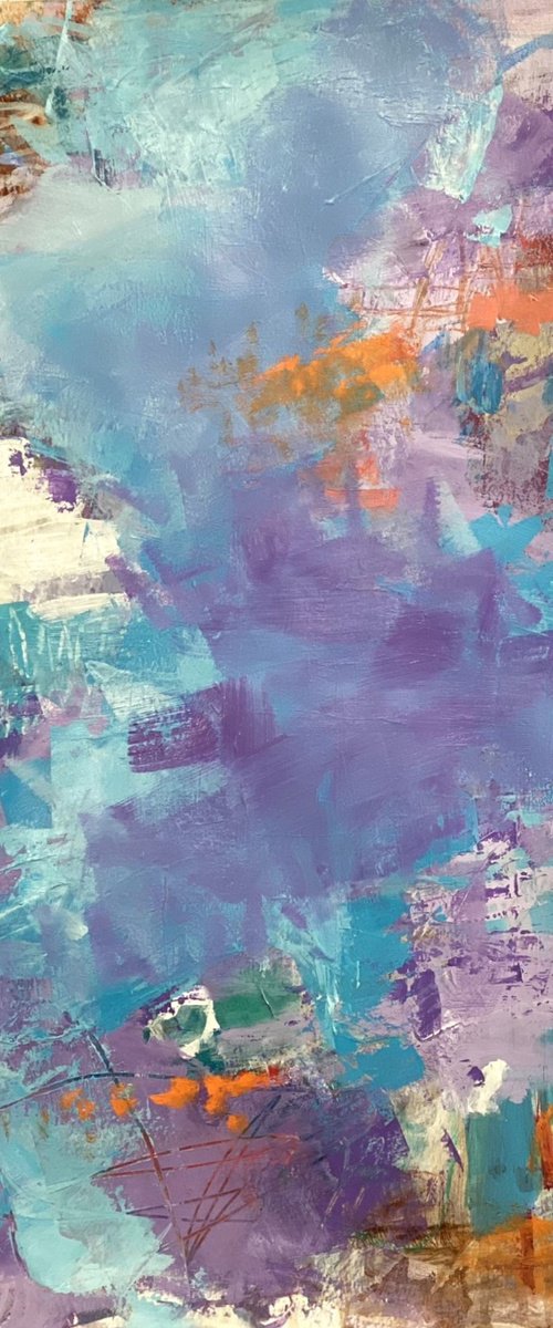 Too Many Items in My Basket - Colorful energetic contemporary abstract art painting by Kat Crosby