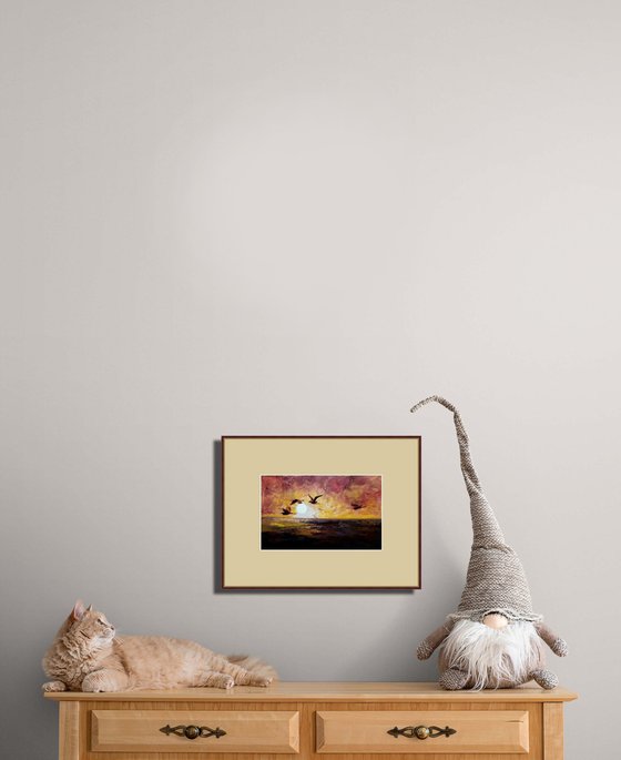 African egrets at sunset