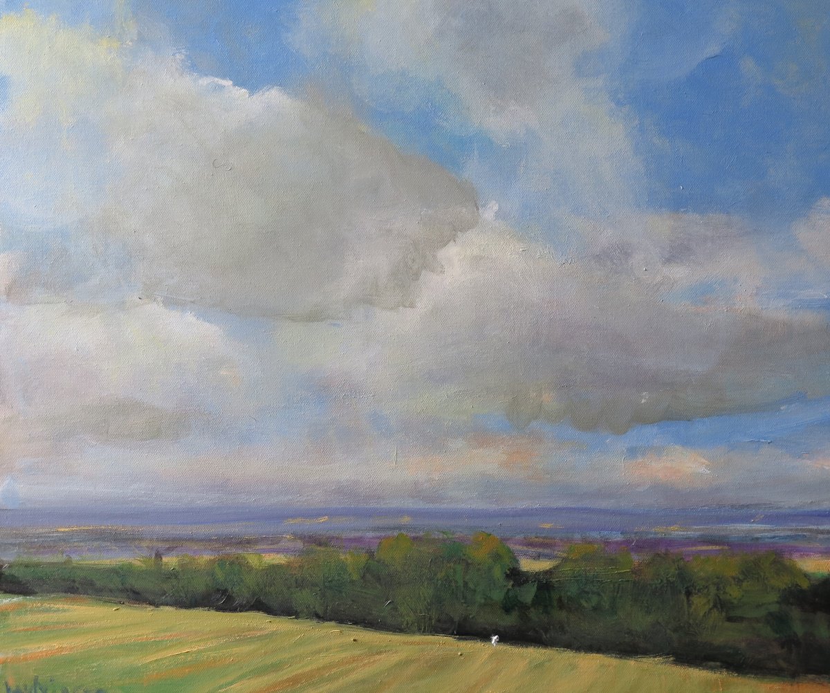 Impressionistic Landscape Oil Painting By Malcolm Ludvigsen, 24 X 20", Wolds, Feb 24, Original Artwork