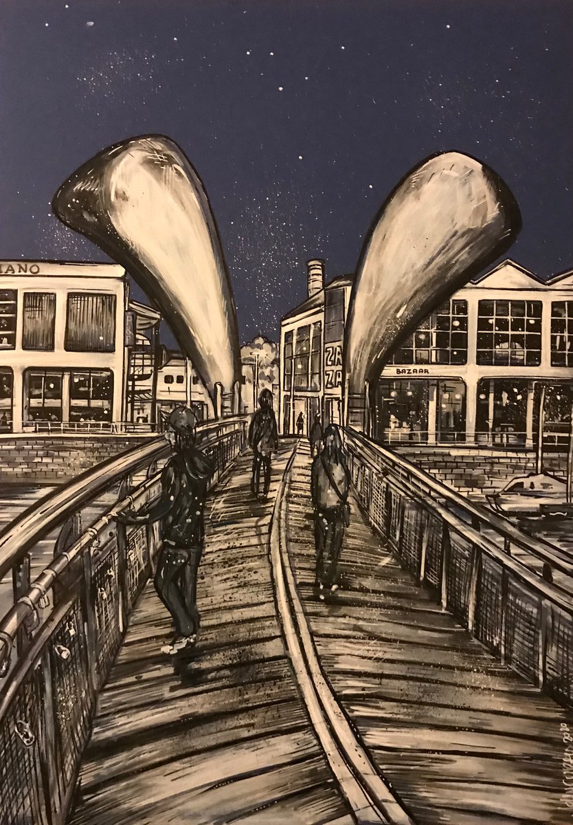 Illustrative Landscape Painting By John Curtis, 12 X 17, Peros Bridge (Bristol), Original Artwork