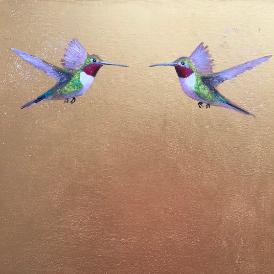 The Two Of Us ~ Hummingbirds on Gold