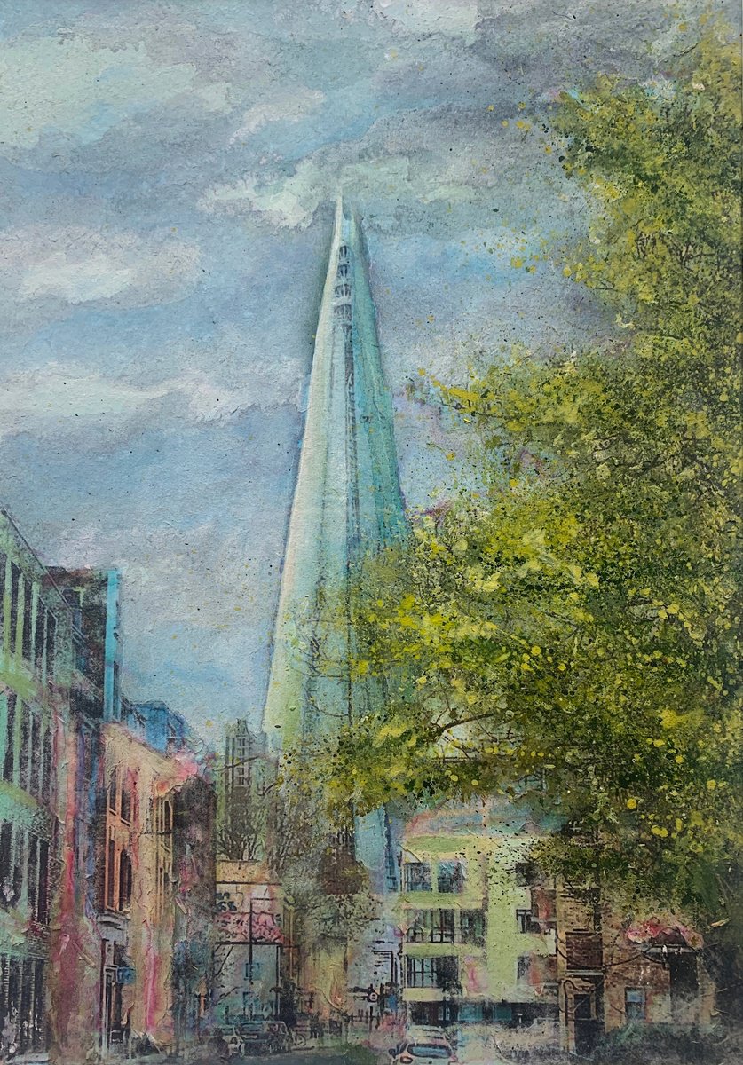 Impressionistic Cityscapes Painting By Suzsi Corio, 13 X 17", The Shard, London, Original Artwork