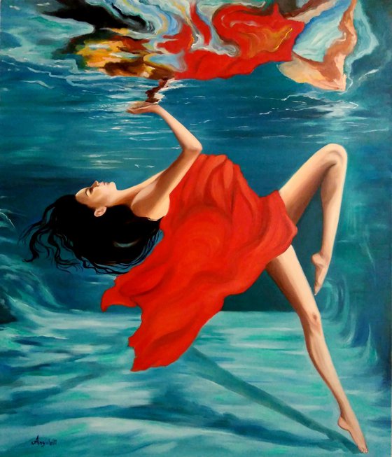 Full immersion - oil painting - underwater painting - seascape