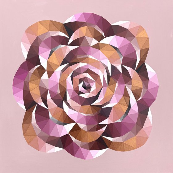 GOLD AND PINK CRYSTAL ROSE