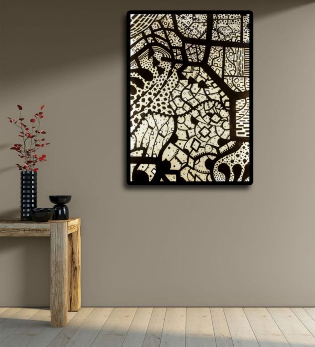 Geometric Abstract Acrylic Painting By Riccardo Ticco Capparella, 41 X 56", Starlight #3, Original Artwork