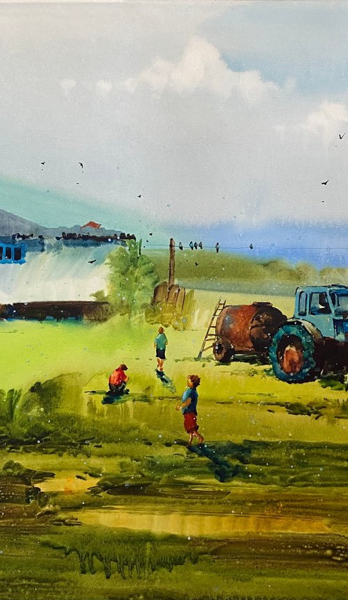 Sold Watercolor “Childhood games ", perfect gift by Iulia Carchelan
