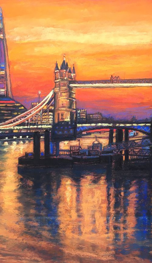 Shard and Tower Bridge sunset by Patricia Clements