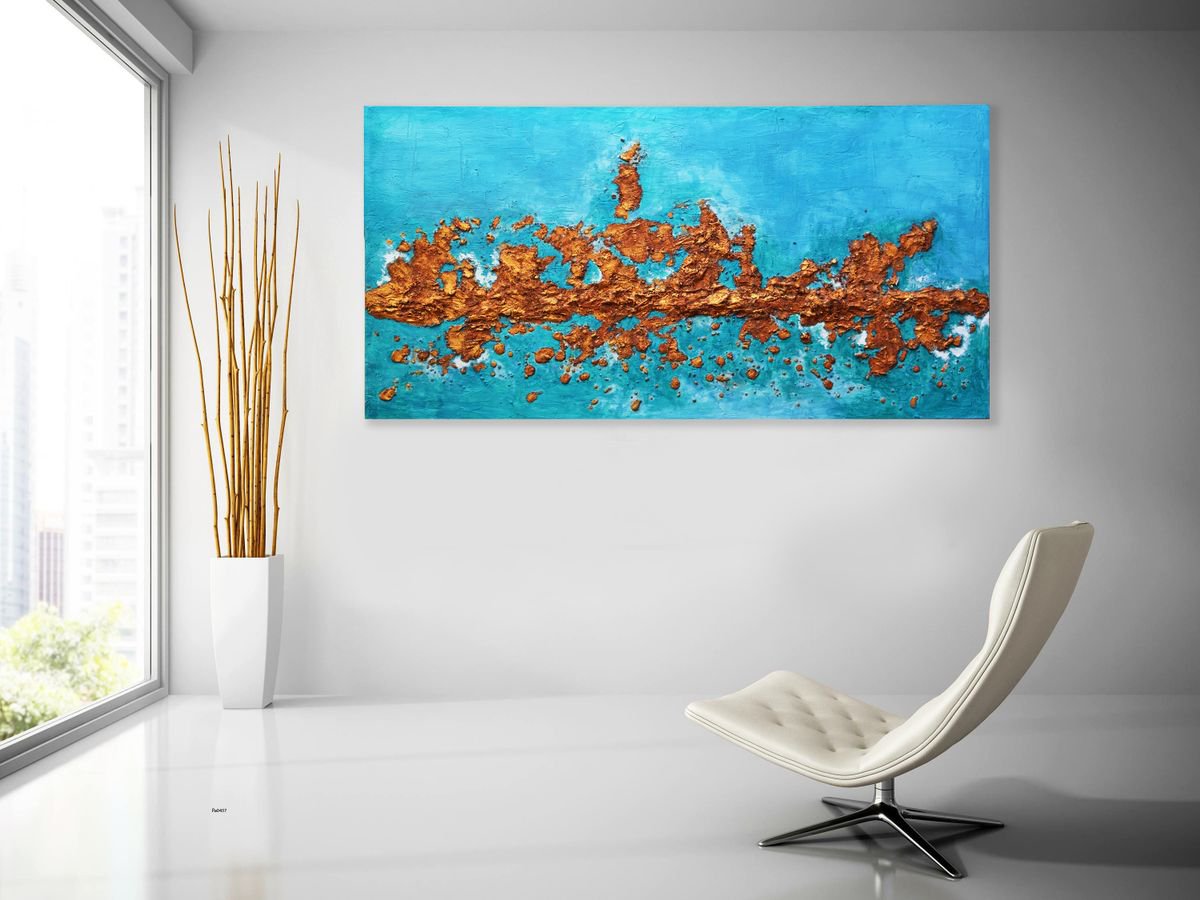 Blue Ocean Dreamy Landscape X Large painting 122 cm x 60 cm by Anna Sidi-Yacoub