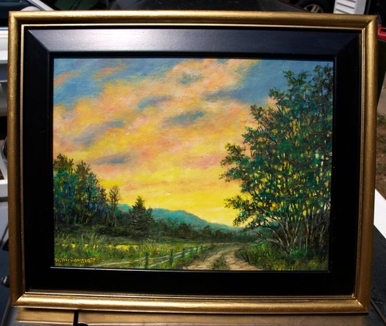 Road Home # 2 - Oil on 10X13 inch mat board by K. McDermott (SOLD)