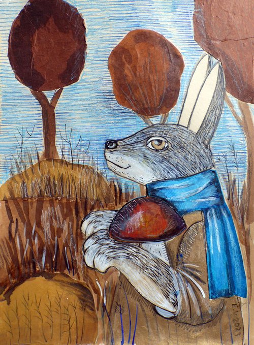 The bunny found a mushroom by Elizabeth Vlasova