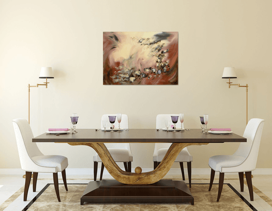 Le souffle de l'ange ABSTRACT LYRIC PALETTE KNIFE PAINTING READY TO HANG FREE SHIPPING