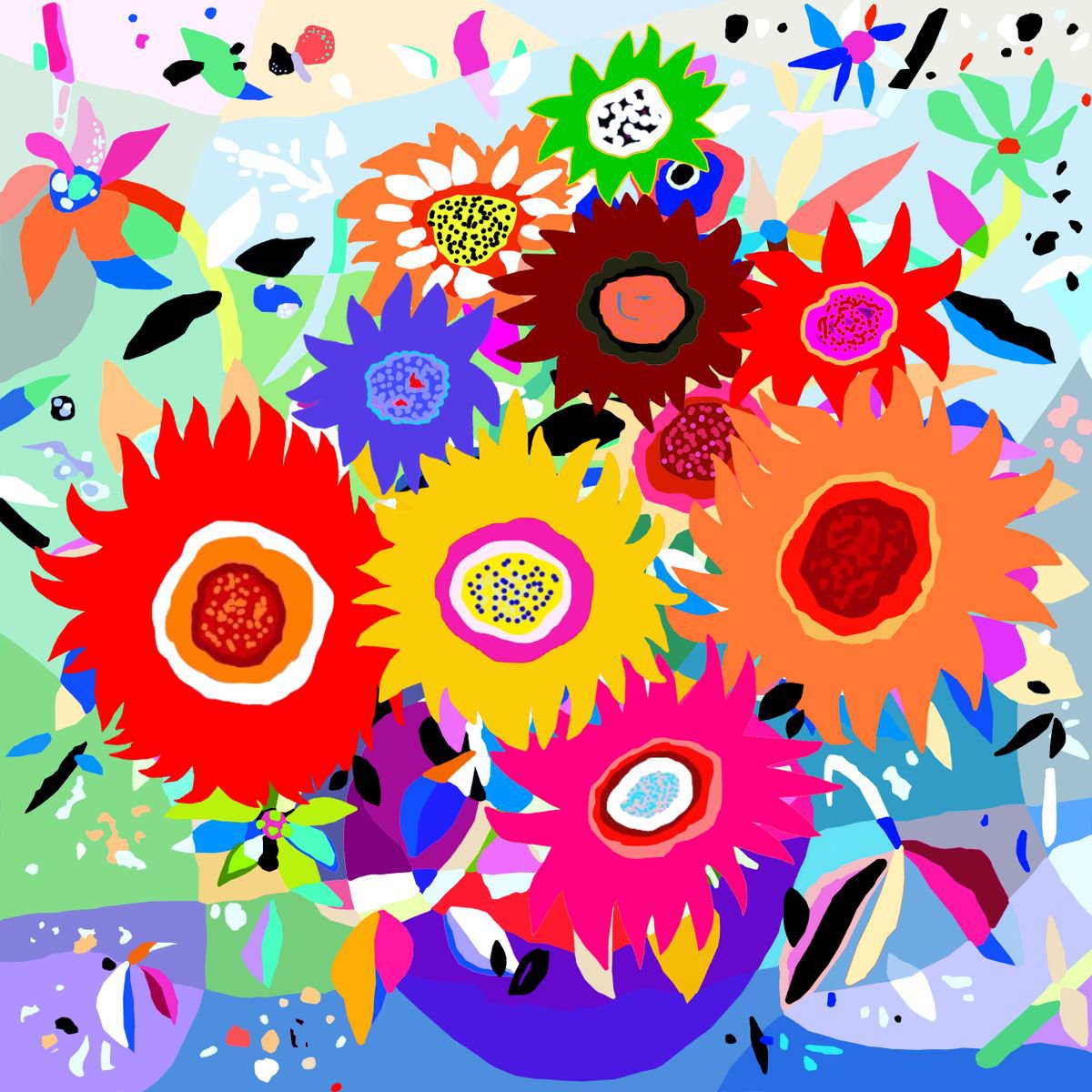 Giclee Print , Sunflowers By Alejos, 17 X 17, Artwork For Sale On Artfinder