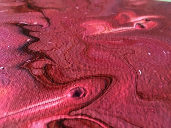 "Big Red" - FREE USA SHIPPING - Original Abstract PMS Fluid Acrylic Painting - 16 x 20 inches