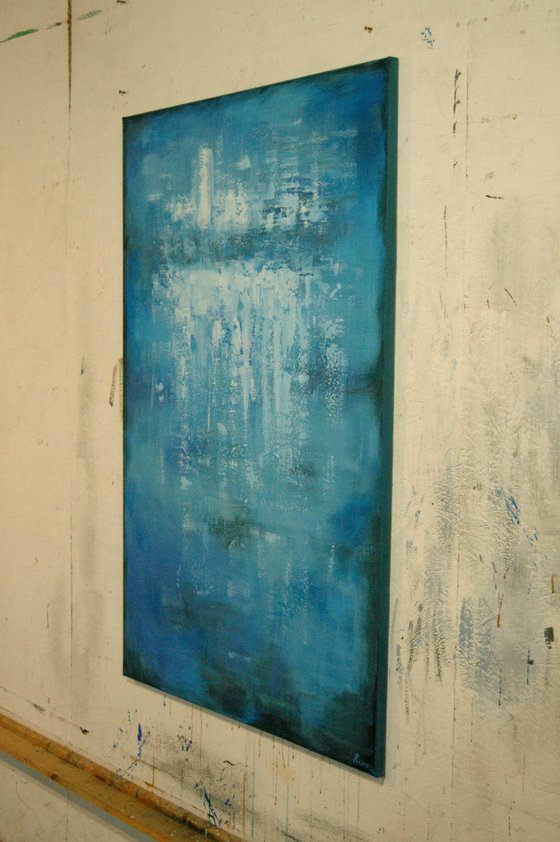 "Reflections At Dusk". Large abstract painting. 120 x 80 cm.