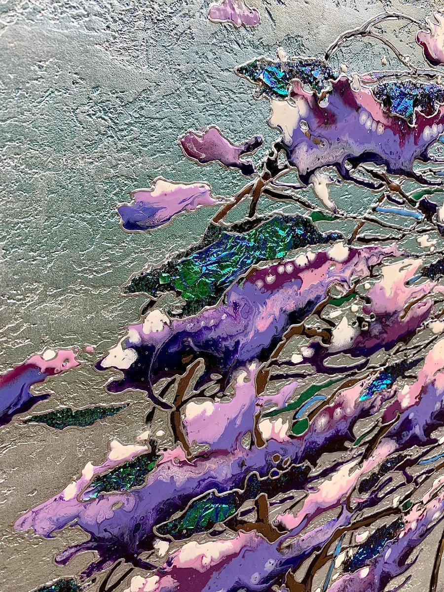 Original Mixed-media Painting - Flying Sakura Tree by Inna Deriy