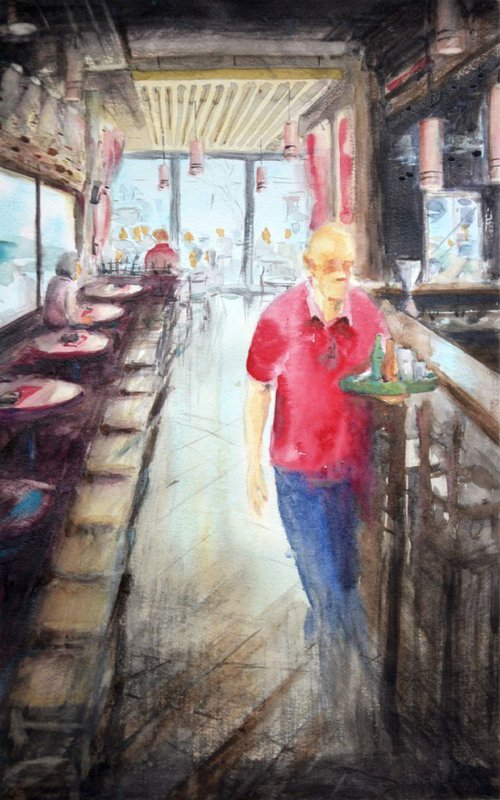 Red inside, original watercolor painting by Nenad Kojić by Nenad Kojić watercolorist