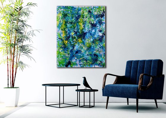 Gestural Blue Flow 2 - 76 x 97 cm