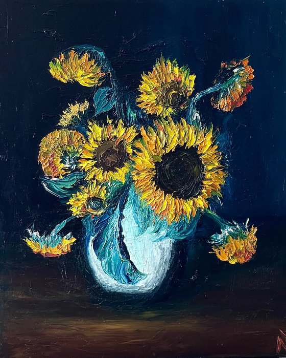 Sunflowers in white vase