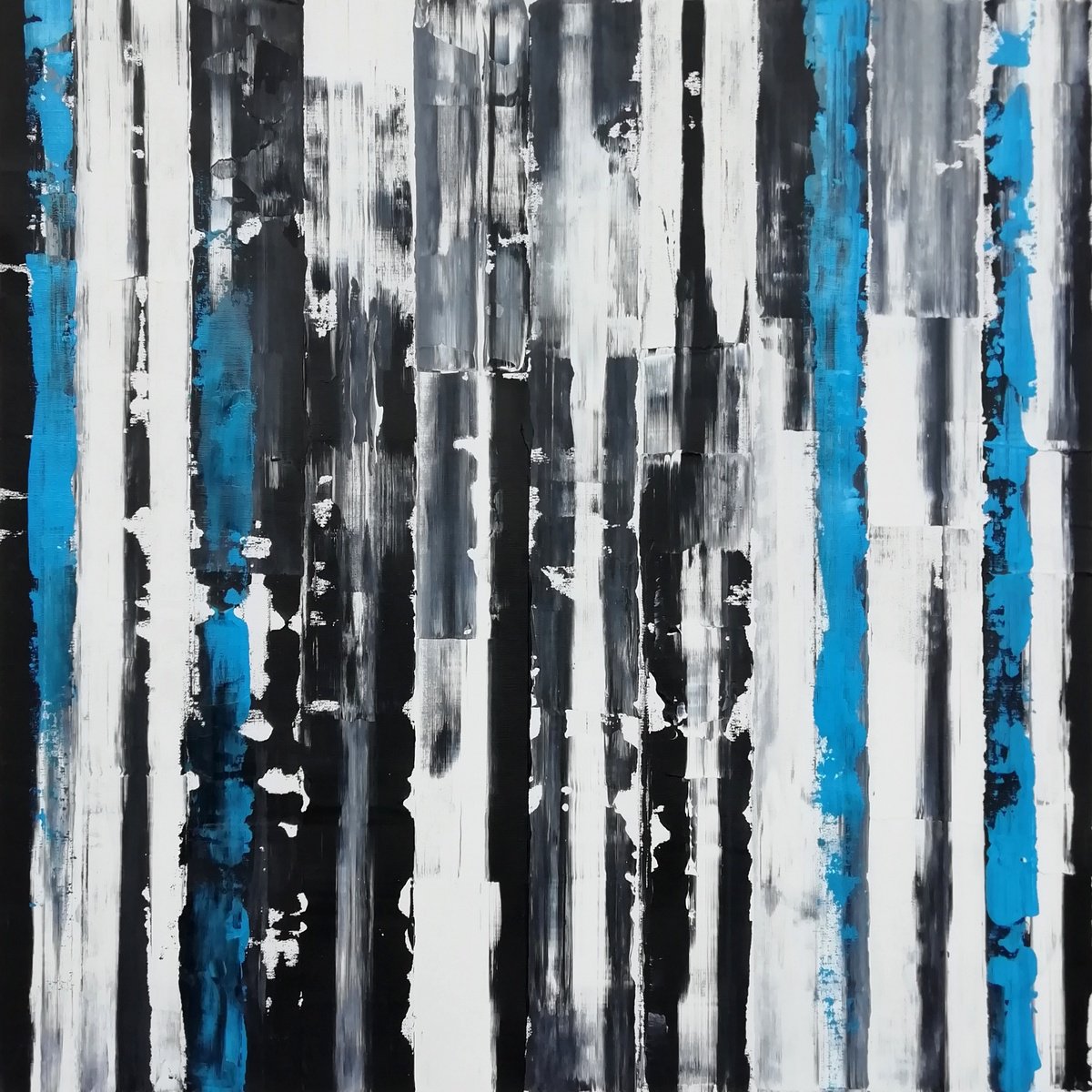 Organic Abstract Acrylic Painting By Francisco Santos, 28 X 28, Night And Day, Original Artwork