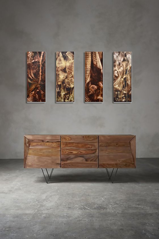 Set of 4 works: "Le 4 terre"