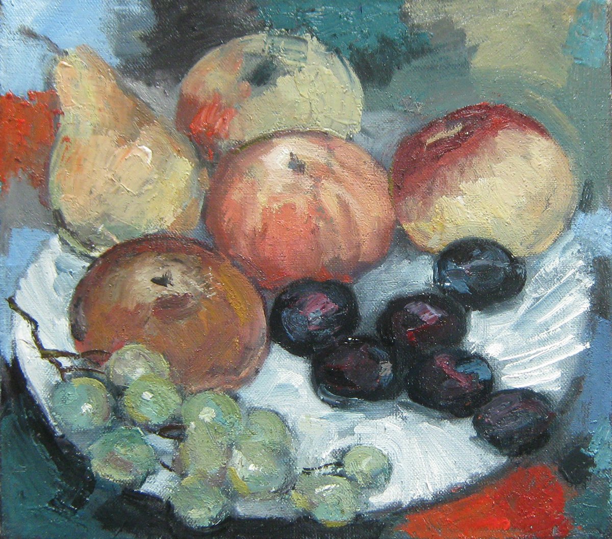 Still life - Pears, apples, grapes and plums, (KOV-53), author: Mato Jurkovic, academic painter