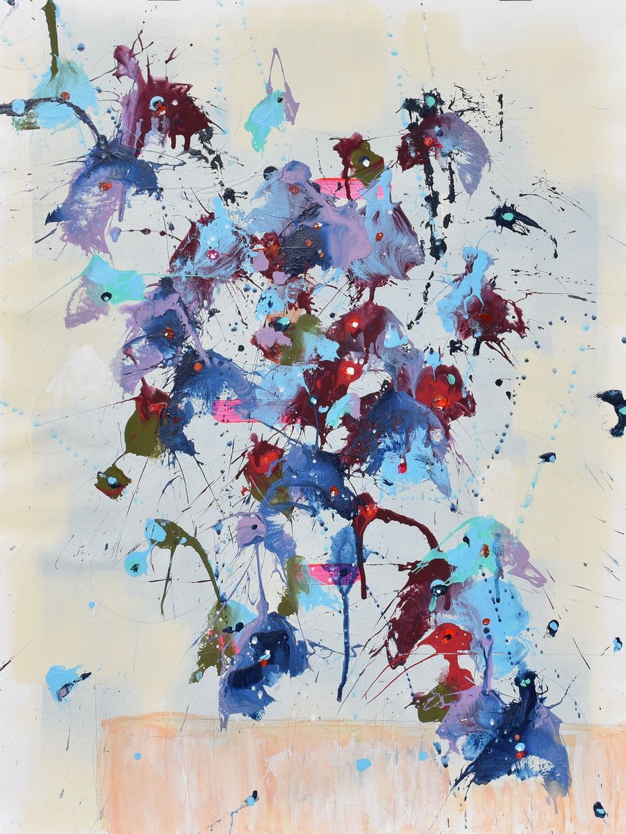 Abstract Landscape Painting By Cynthia Ligeros, 18 X 24, Days Of Wine And Roses, Original Artwork