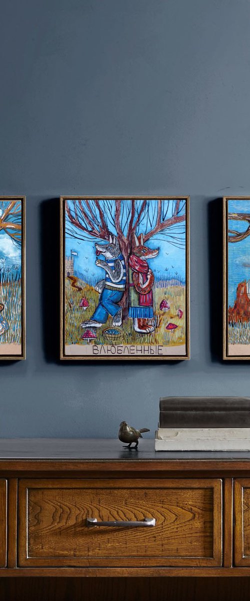Three Tarot cards. Triptych. by Elizabeth Vlasova