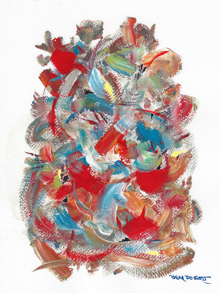 Abstract Acrylic Painting By Ben De Soto, 9 X 12, Composition Z, Original Artwork