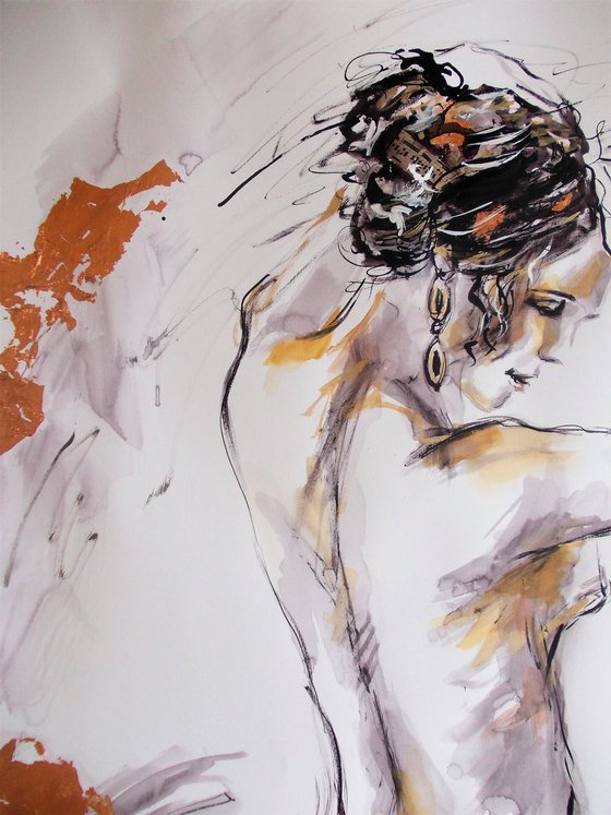 Timeless Rhythm-  Watercolor  on Paper-Portrait Woman on Paper