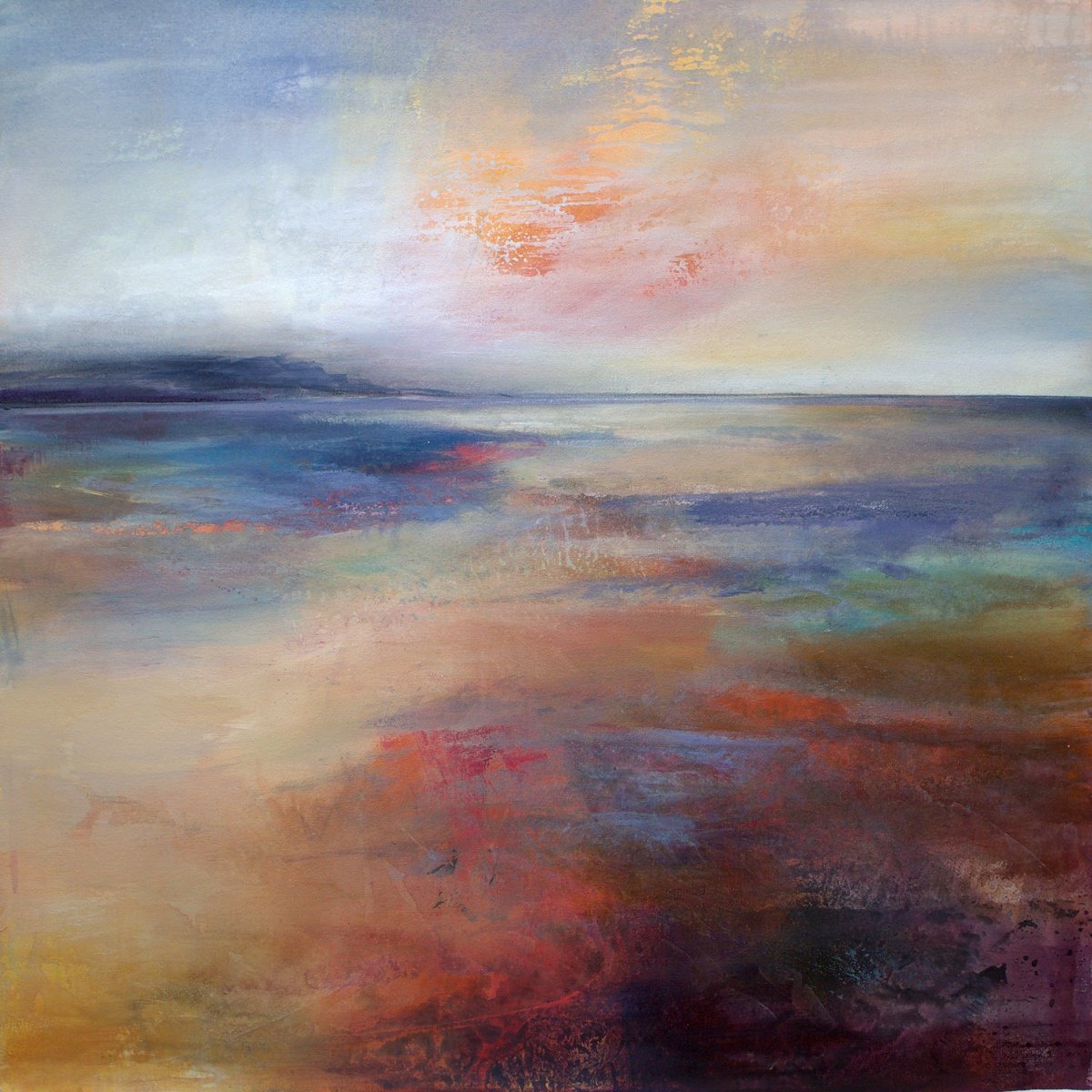 Impressionistic Landscape Acrylic Painting By Karen Hale, 30 X 30", Twilight