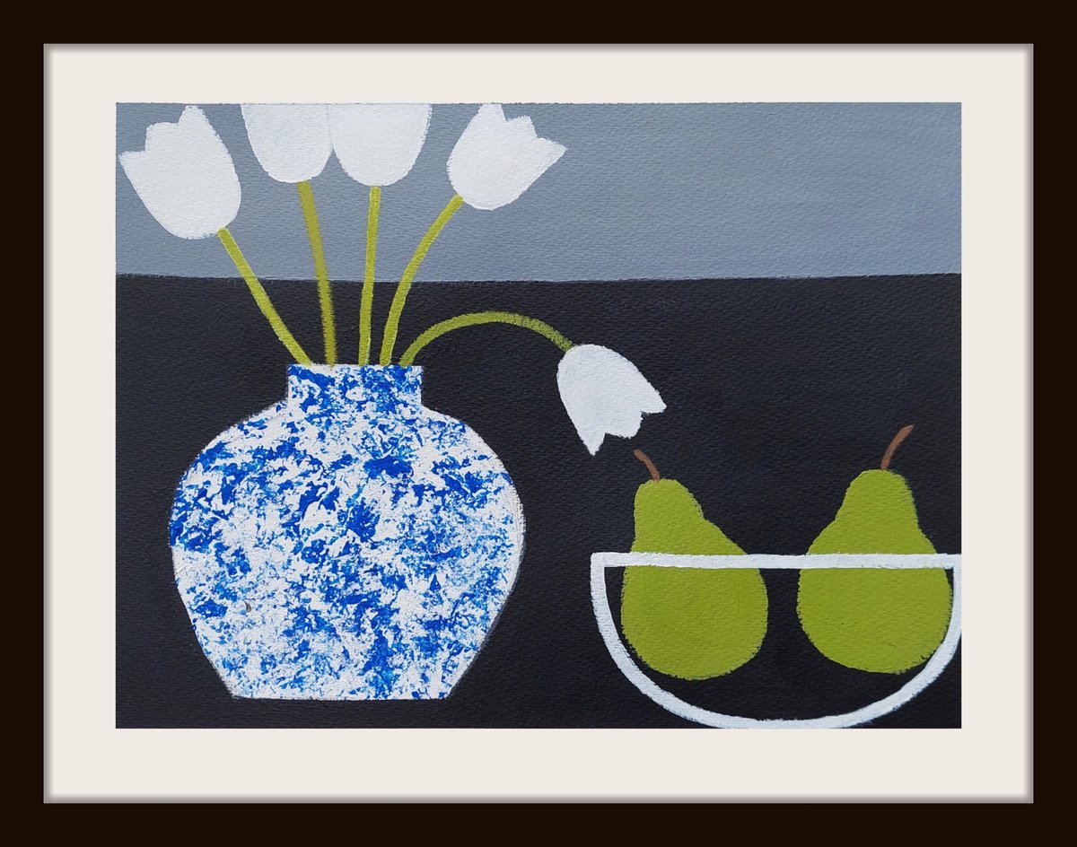 Still Life with Tulips and Pears III by Jan Rippingham