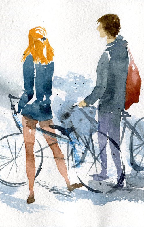 People with bicycles by Evgeniya Mokeeva