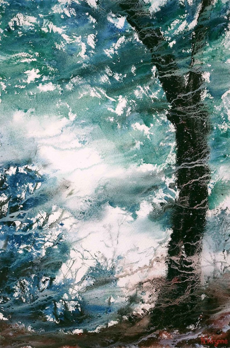 Abstract Landscape Watercolour By Neil Wrynne, 15 X 22", Delicate Air, Original Artwork