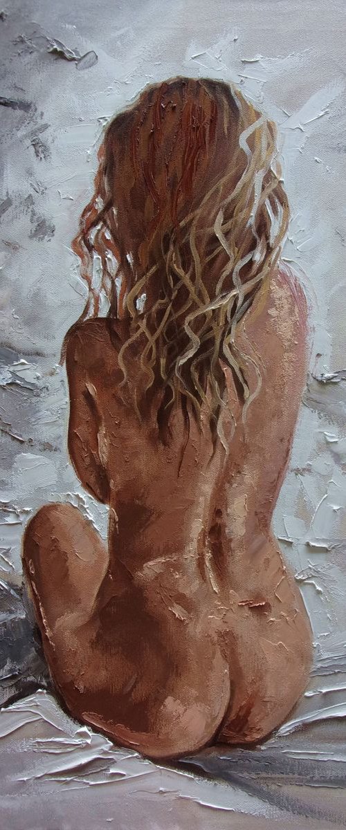 " COLD MORNING ... "-   liGHt  ORIGINAL OIL PAINTING, GIFT, PALETTE KNIFE by Monika Luniak