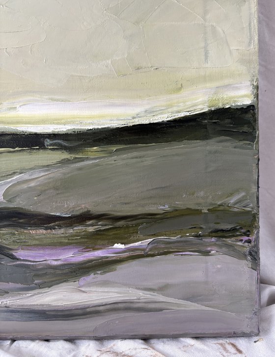 Abstract quiet fields waves on green