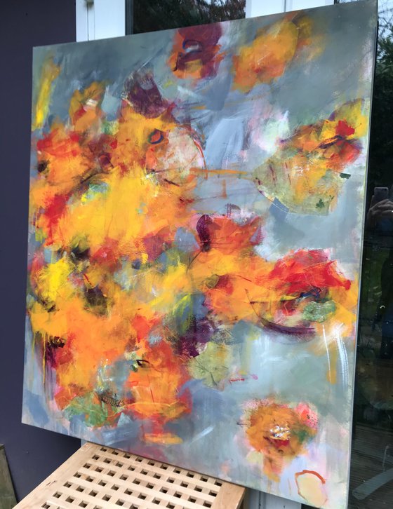 Fire Flowers - Extra large contemporary painting