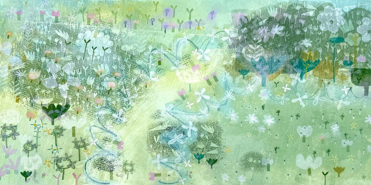 Illustrative Landscape Limited Edition Print By Sarah Broughton, 16 X 8", Coastal Path - Devon, Original Artwork