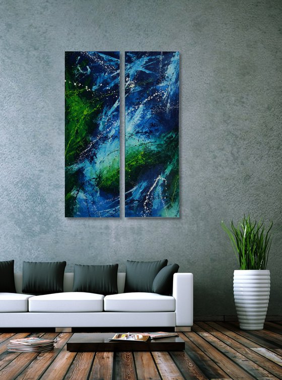 Mountain Stream Fairy (Diptych: 2x 120x40cm) XXL (2x 48x16 inches) oil