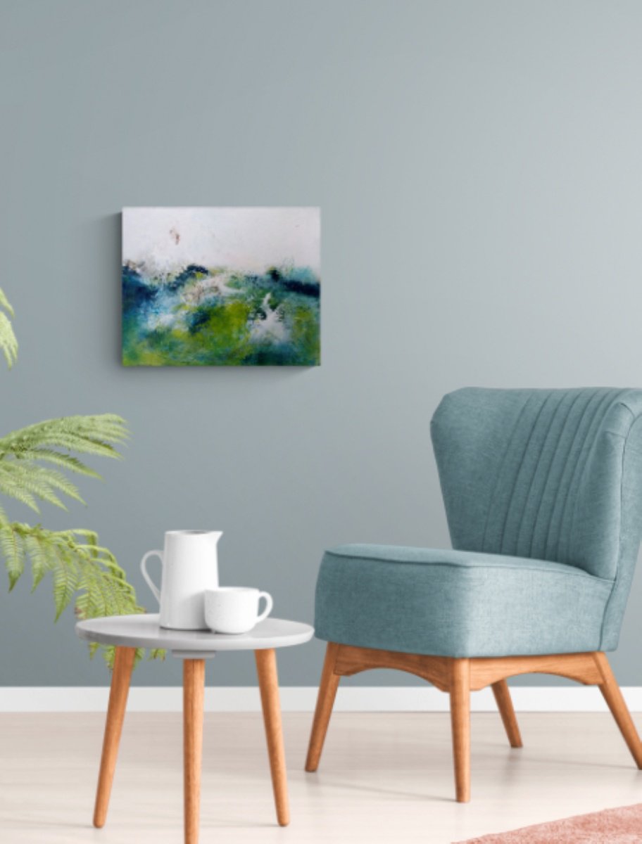 Abstract Landscape Painting By Christa Haack, 20 X 16, Daybreak Over The Mountains, Original Artwork