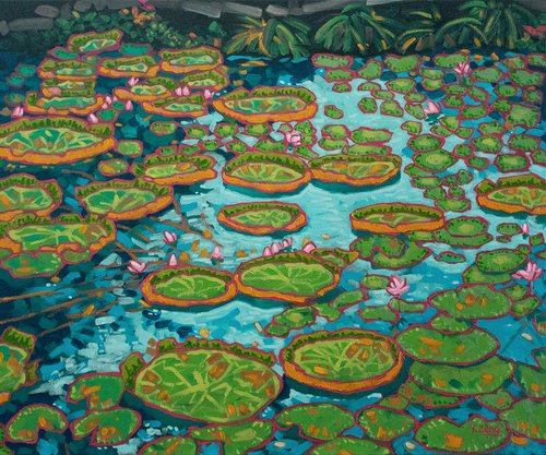 Waterlily pond blue by Yue Zeng